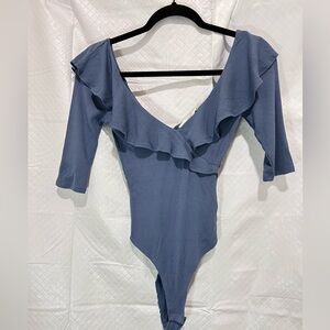 Shabby Chic Blue Ruffled Bodysuit